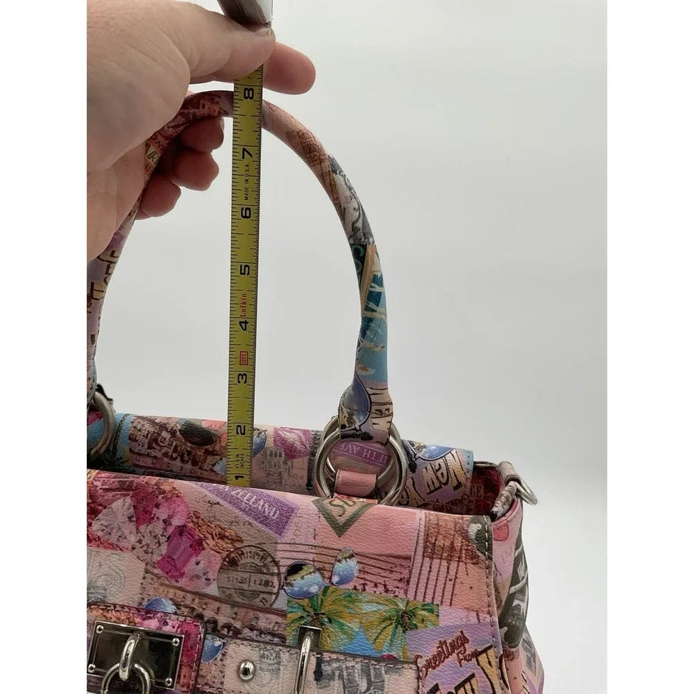 Kathy Van Zeeland Limited Edition Satchel Travel  Print Y2K Bag Pink With Charms